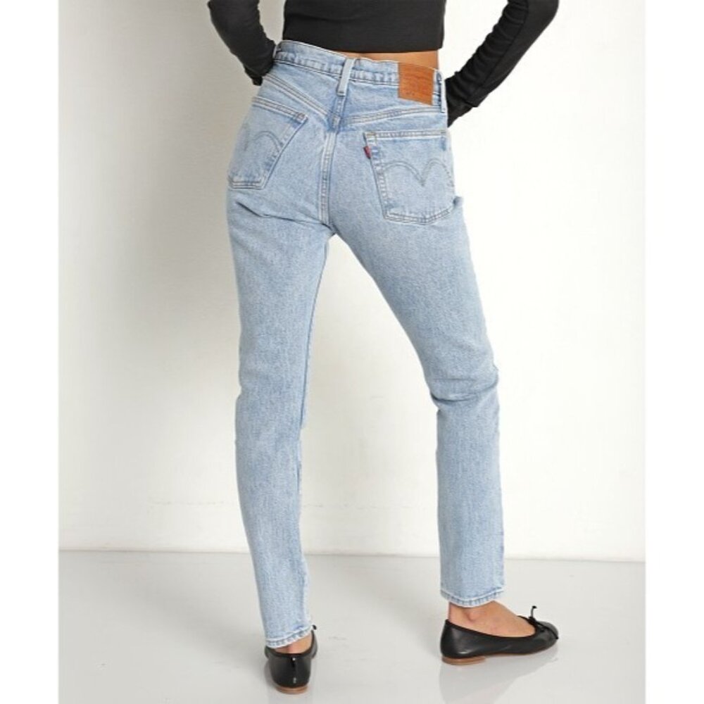 Levis 501 Skinny Jeans Women W28 L32 High-Rise Low Stretch Denim Light Wash Blue - Picture 14 of 15